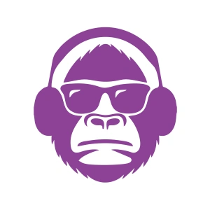 Kulaklıklı Maymun Sticker17x17 Cm Mor