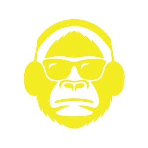 Kulaklıklı Maymun Sticker17x17 Cm Sarı