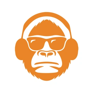 Kulaklıklı Maymun Sticker17x17 Cm Turuncu