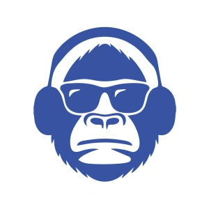 Kulaklıklı Maymun Sticker17x17 Cm Mavi