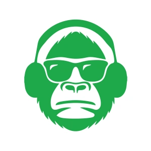 Kulaklıklı Maymun Sticker17x17 Cm Yeşil