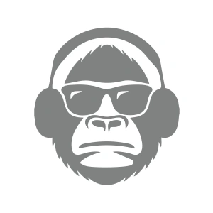 Kulaklıklı Maymun Sticker17x17 Cm Gri