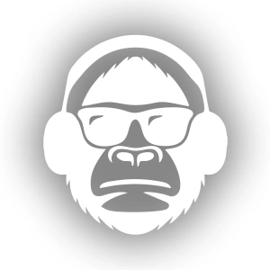 Kulaklıklı Maymun Sticker17x17 Cm Beyaz