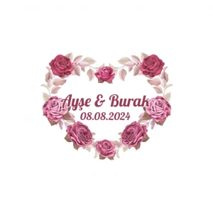 Mor Zambak ve Tomurcuk Çelenk Etiketi Kına Nişan Düğün 3x3 cm özel etiket / 50 adet sticker