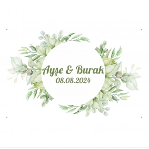 Kahverengi Yapraklı Gül Çelenk Etiketi Kına Nişan Düğün 3x3 cm özel etiket / 50 adet sticker