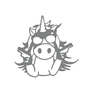 Slah Tutan İnek Araba Sticker 17x17 Cm Gri