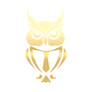 Kıravatlı Baykuş Sticker 17x17 Cm Gold