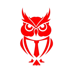 Kıravatlı Baykuş Sticker 17x17 Cm Kırmızı