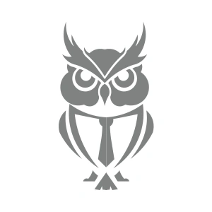 Kıravatlı Baykuş Sticker 17x17 Cm Gri