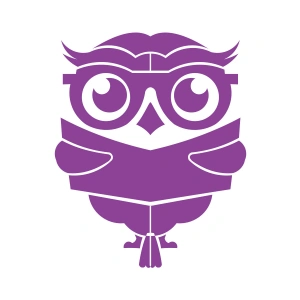 Kitap Okuyan Baykuş Sticker 17x17 Cm Mor