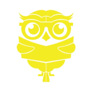 Kitap Okuyan Baykuş Sticker 17x17 Cm Sarı