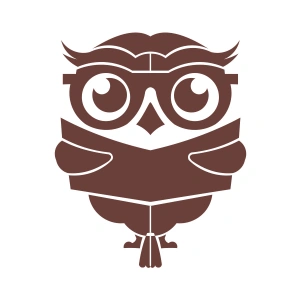 Kitap Okuyan Baykuş Sticker 17x17 Cm Kahverengi