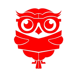 Kitap Okuyan Baykuş Sticker 17x17 Cm Kırmızı