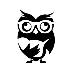 Kitap Okuyan Baykuş Sticker 17x17 Cm Siyah