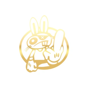 Terbiyesiz Tavşan Sticker 17x17 Cm Gold