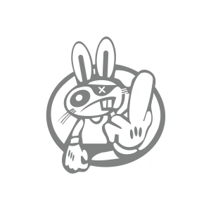 Terbiyesiz Tavşan Sticker 17x17 Cm Gri