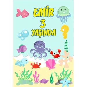 Su Altı Yaşamı Doğum Günü Afişi - 100x150 Cm