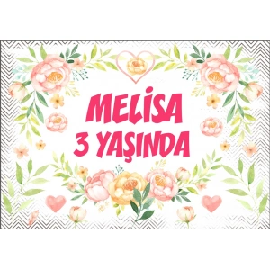 Çiçekkler Temalı Doğum Günü Afişi - 100x150 Cm