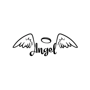Angel Sticker 17x17 Cm Siyah