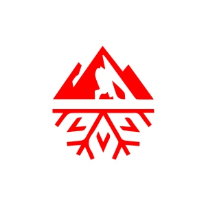 Dağ ve Kar Sticker 17x17 Cm Kırmızı