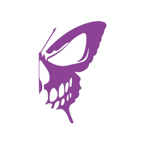 İskelet Kelebek Sticker 17x17 Cm Mor