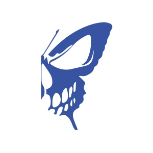 İskelet Kelebek Sticker 17x17 Cm Mavi