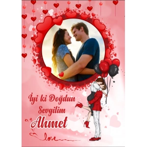 Sevgili Temalı Doğum Günü Afişi - 100x150 Cm