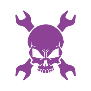 Tamirci İskelet Sticker 17x17 Cm Mor