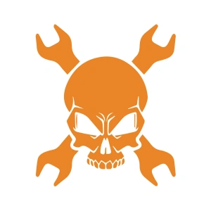 Tamirci İskelet Sticker 17x17 Cm Turuncu