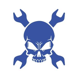 Tamirci İskelet Sticker 17x17 Cm Mavi