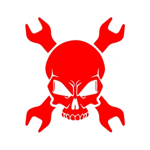 Tamirci İskelet Sticker 17x17 Cm Kırmızı