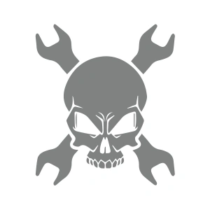 Tamirci İskelet Sticker 17x17 Cm Gri