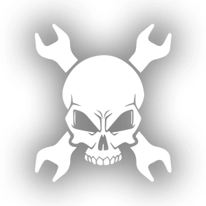 Tamirci İskelet Sticker 17x17 Cm Beyaz