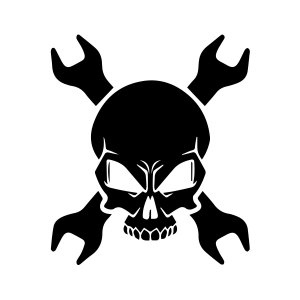 Tamirci İskelet Sticker 17x17 Cm Siyah