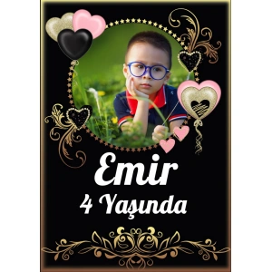 Kalp Temalı Doığum Günü Afişi - 100x150 Cm