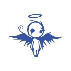 Korkunç Melek Sticker 17x17 Cm Mavi