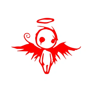 Korkunç Melek Sticker 17x17 Cm Kırmızı