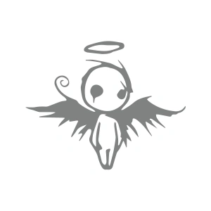 Korkunç Melek Sticker 17x17 Cm Gri