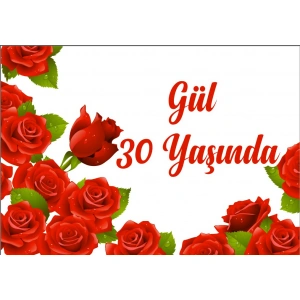 Gül Temalı Doğum Günü Afişi - 100x150 Cm