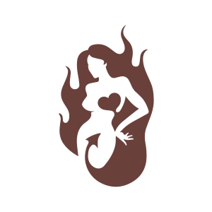 Şeytan Kadın Sticker 17x17 Cm Kahverengi