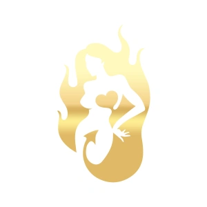 Şeytan Kadın Sticker 17x17 Cm Gold