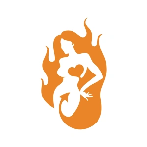 Şeytan Kadın Sticker 17x17 Cm Turuncu