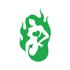 Şeytan Kadın Sticker 17x17 Cm Yeşil