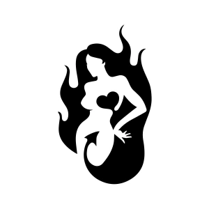 Şeytan Kadın Sticker 17x17 Cm Siyah