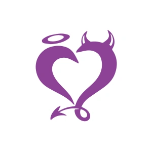 Şeytan Kalp Sticker 17x17 Cm Mor