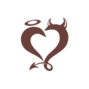 Şeytan Kalp Sticker 17x17 Cm Kahverengi