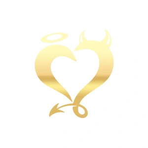 Şeytan Kalp Sticker 17x17 Cm Gold