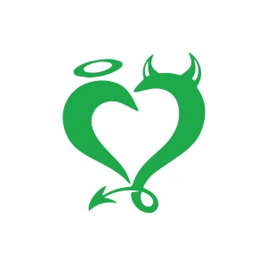 Şeytan Kalp Sticker 17x17 Cm Yeşil