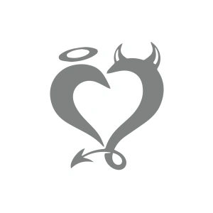 Şeytan Kalp Sticker 17x17 Cm Gri