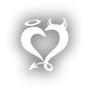 Şeytan Kalp Sticker 17x17 Cm Beyaz